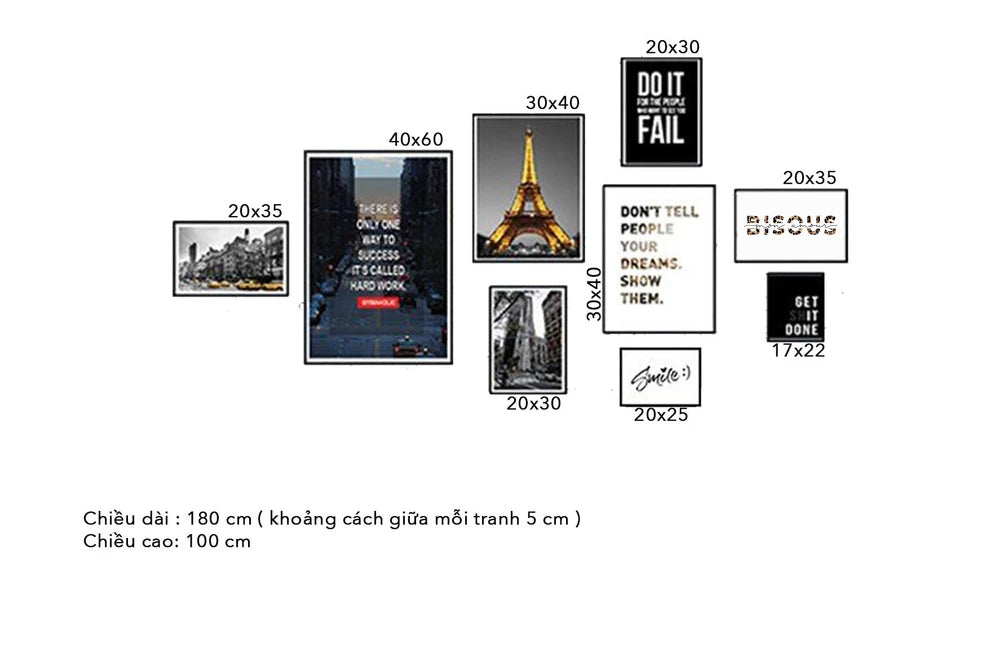 Bộ 9 Tranh Thành Phố Paris Và Quotes - HD130