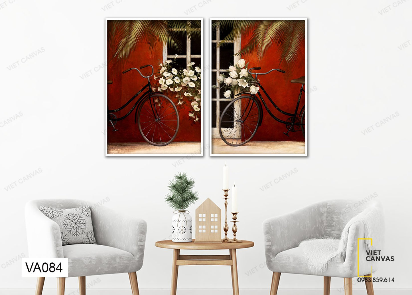Bộ 2 Tranh Xe Đạp Bên Cửa Sổ - VA084