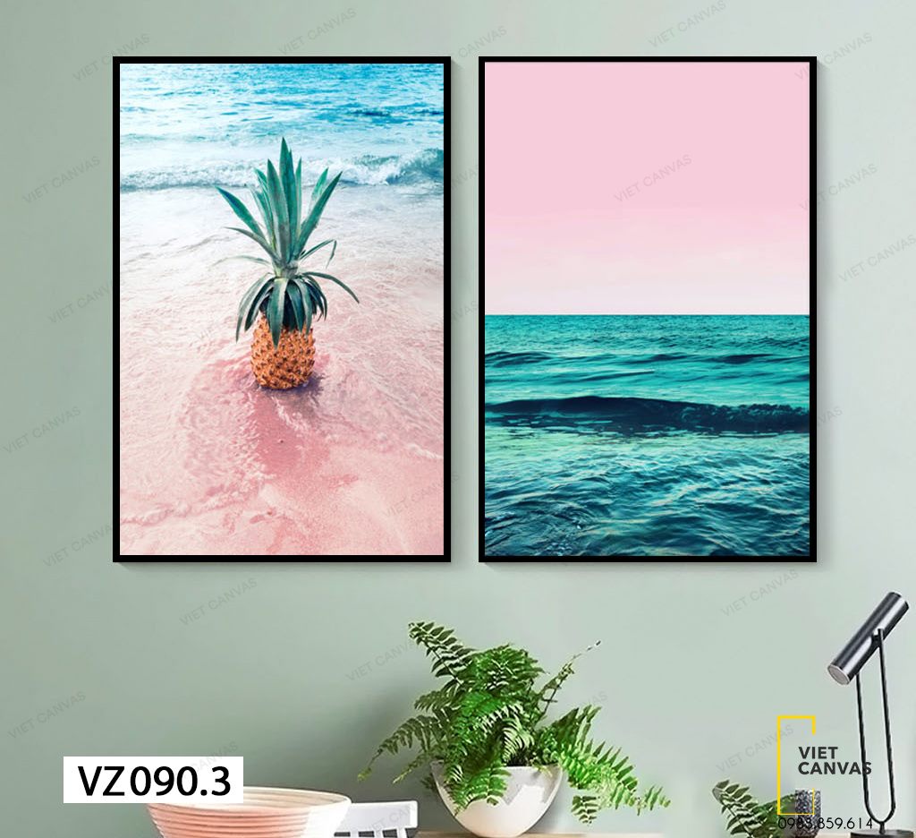 Bộ 2 Tranh Biển Trời Bao La Và Quả Dứa - VZ090.3