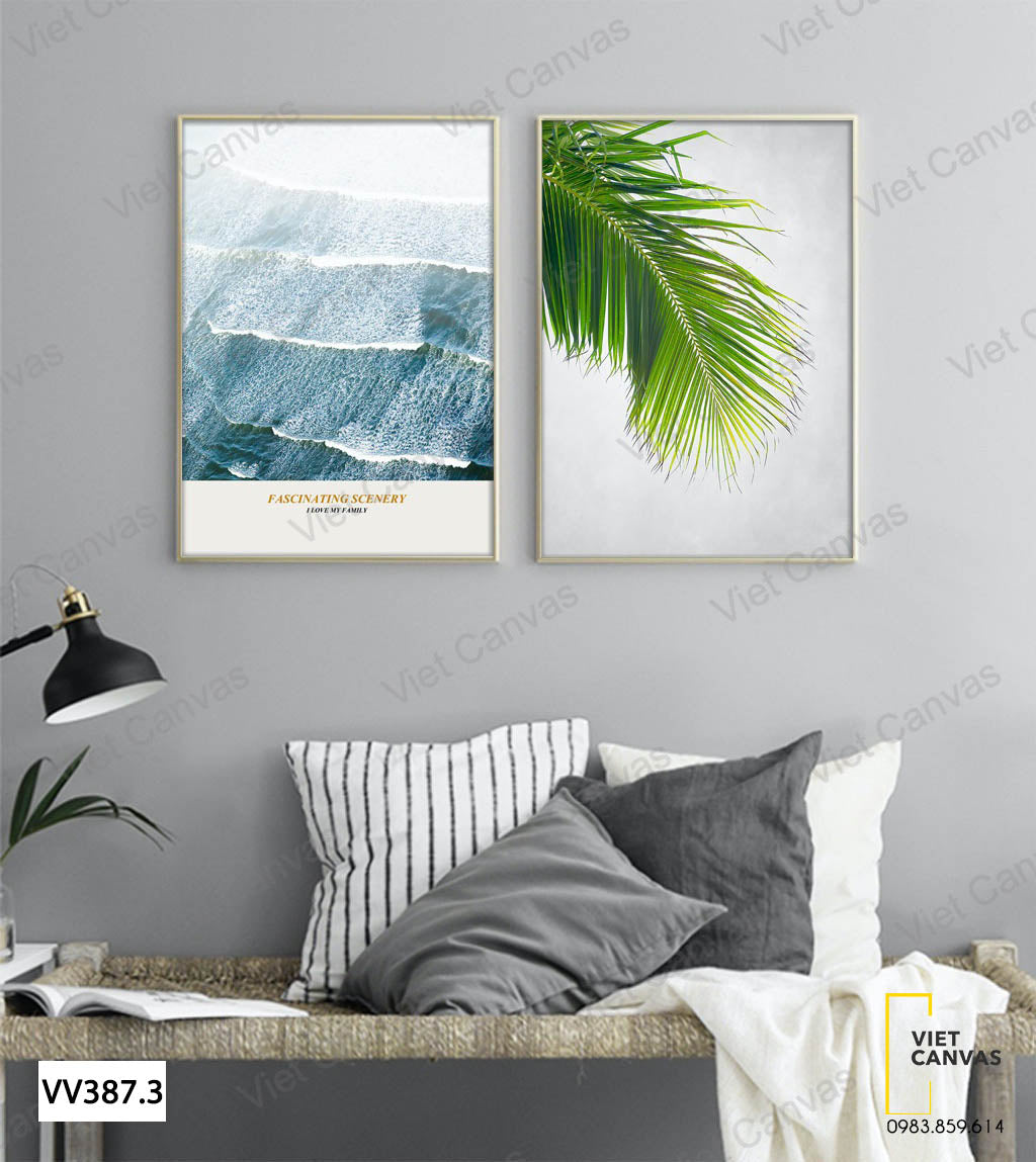 Bộ 2 Tranh Biển Và Lá Dừa - VV387.3