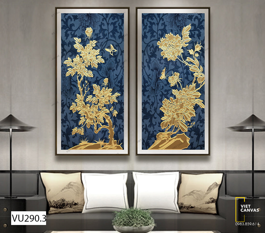 Bộ 2 Tranh Cây Hoa Và Bươm Bướm - VU290.3