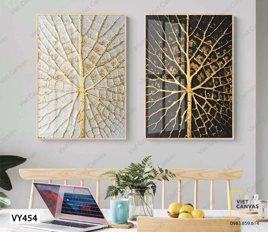 Bộ 2 Tranh Cây Ánh Vàng Đơn Giản - VY454