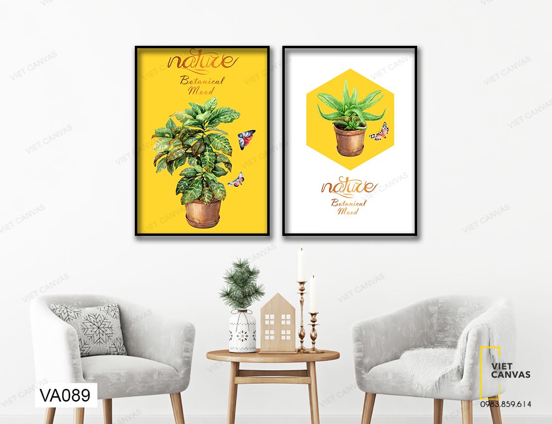 Bộ 2 Tranh Chậu Cây Lá Xanh - VA089