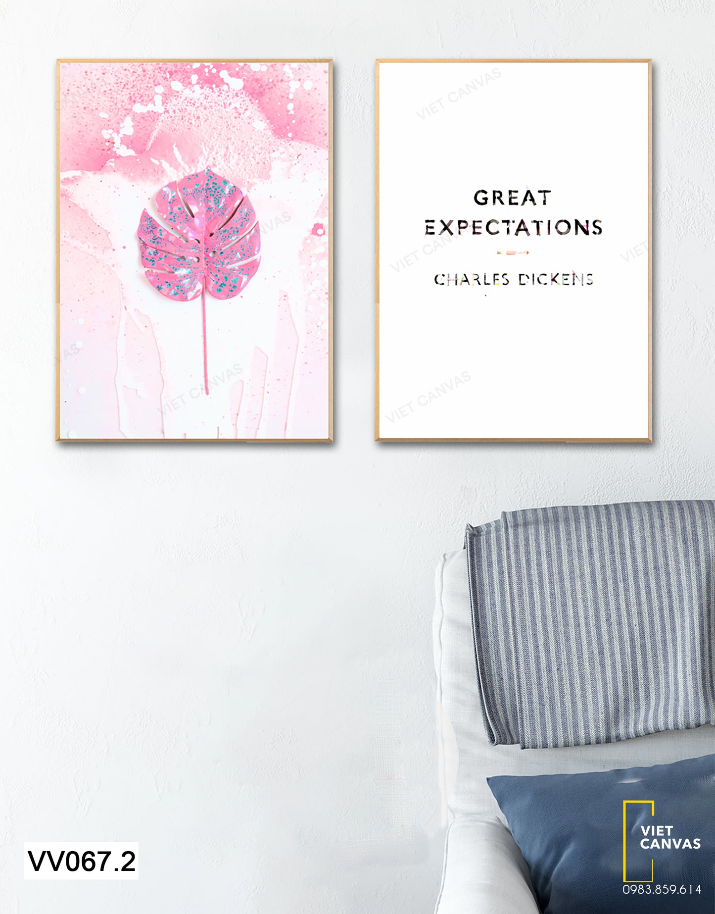 Bộ 2 Tranh Chiếc Lá Hồng Và Quotes - VV067.2