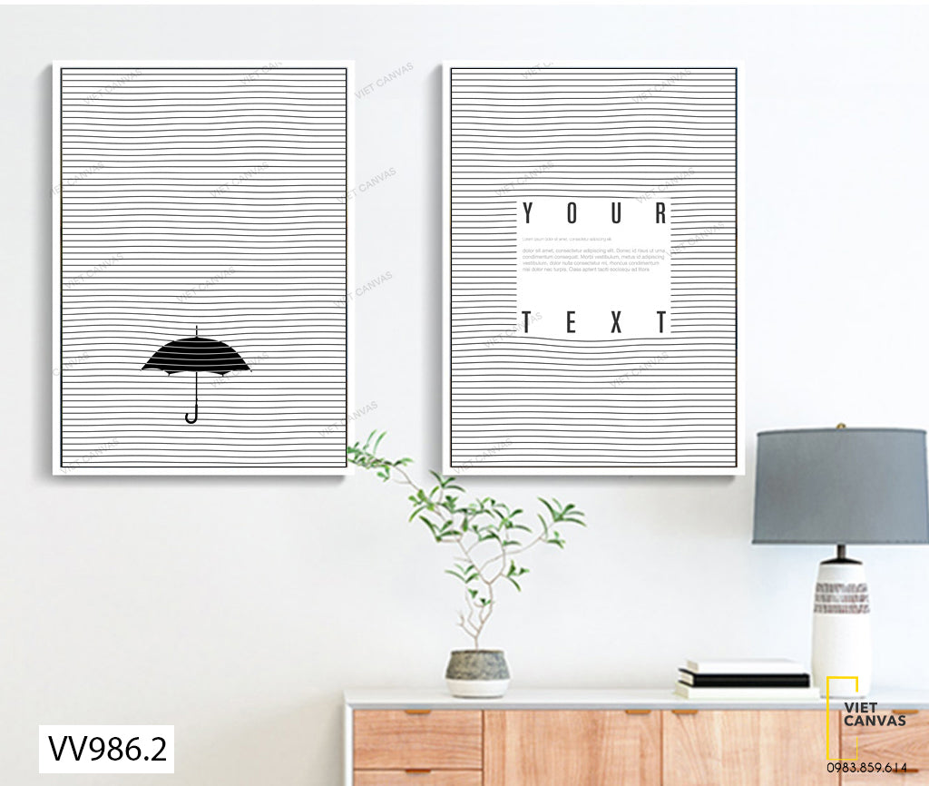 Bộ 2 Tranh Chiếc Ô Và Kẻ Sọc - VV986.2