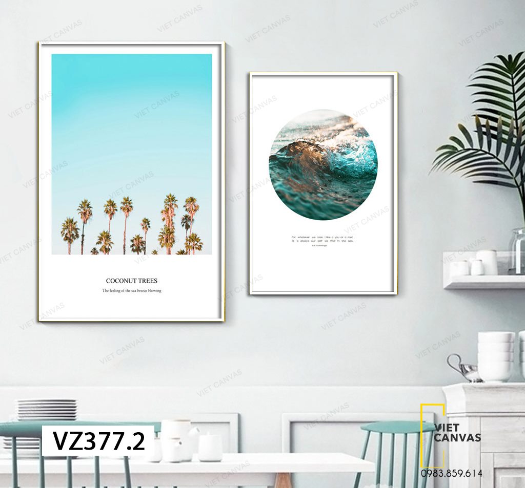 Bộ 2 Tranh Biển Xanh Và Rừng Dừa - VZ377.2
