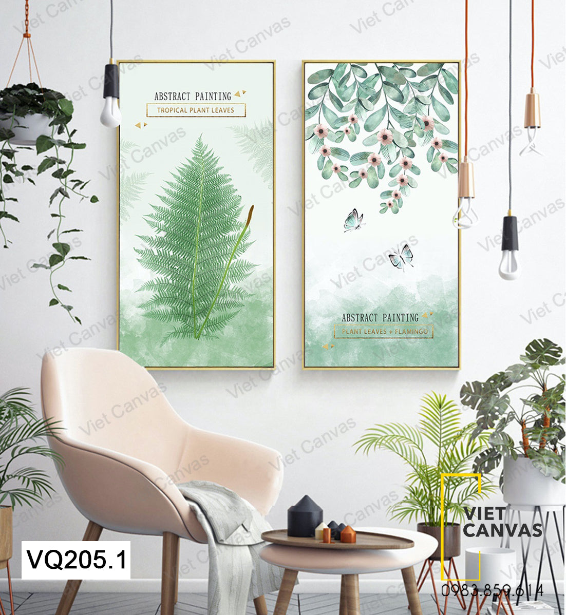 Bộ 2 Tranh Dương Xỉ Và Nhành Hoa - VQ205.1