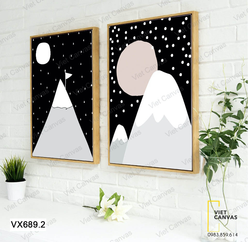 Bộ 2 Tranh Gấu Và Núi Tuyết - VX689.2