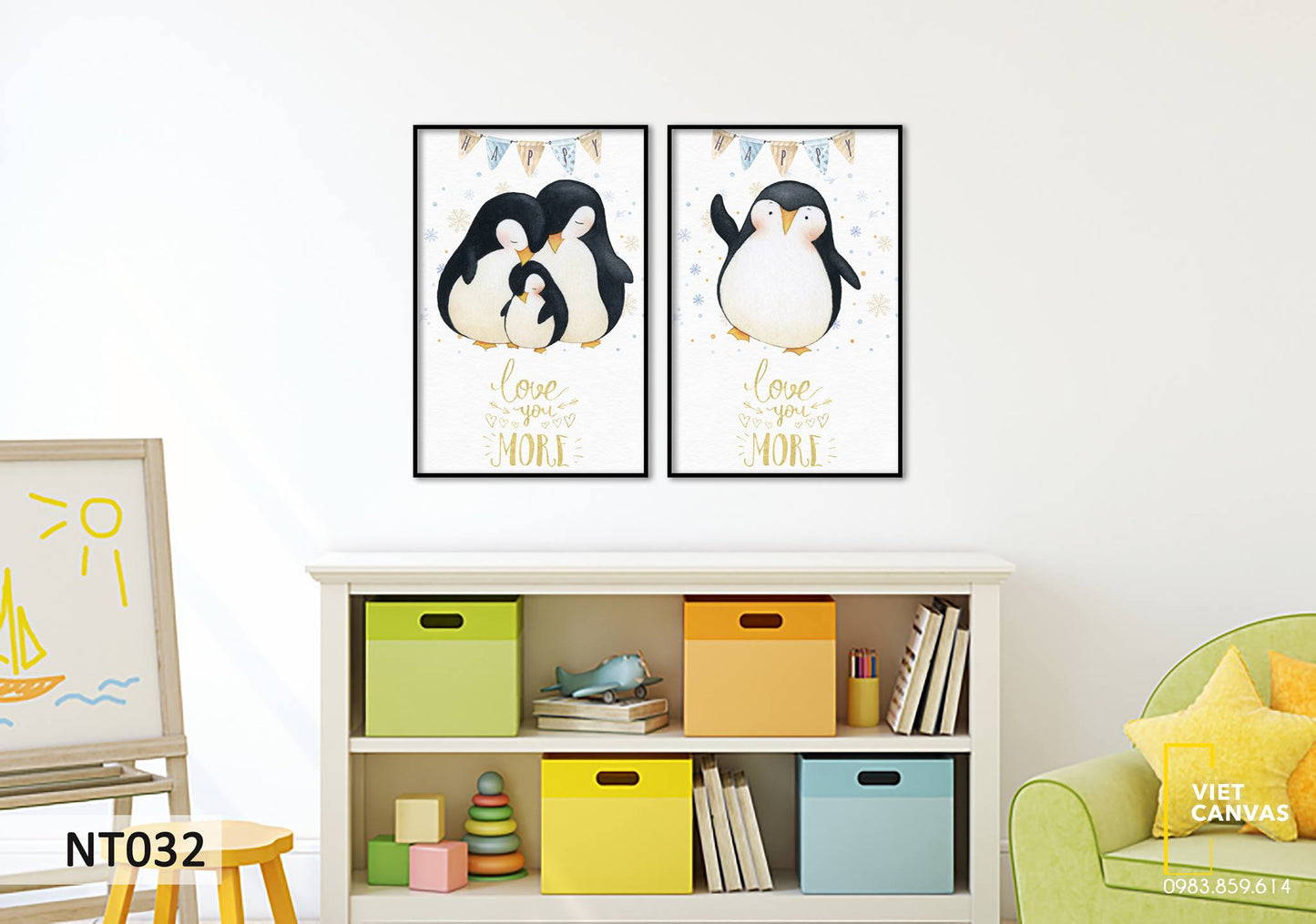 Bộ 2 Tranh Gia Đình Chim Cánh Cụt - NT032