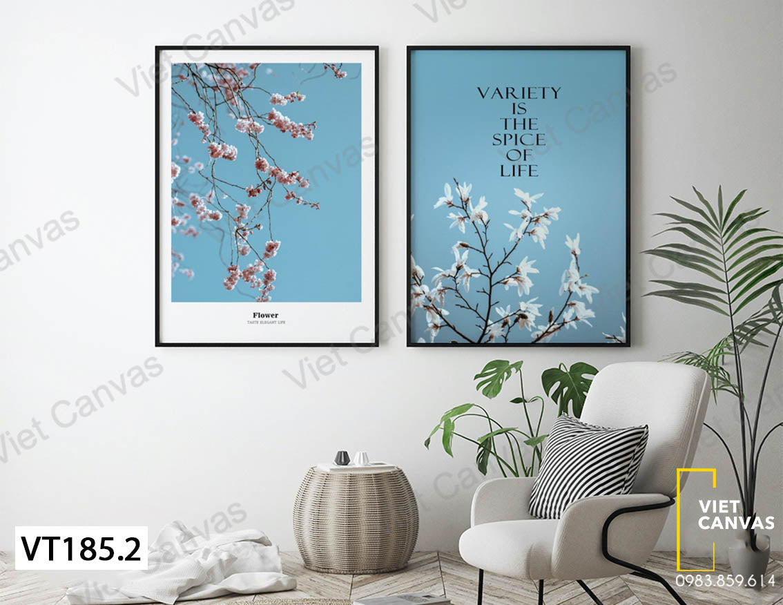 Bộ 2 Tranh Hoa Và Bầu Trời Xanh - VT185.2