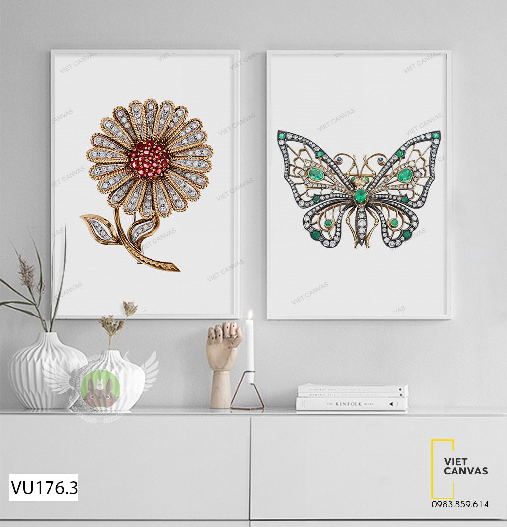 Bộ 2 Tranh Hoa Và Bướm - VU176.3
