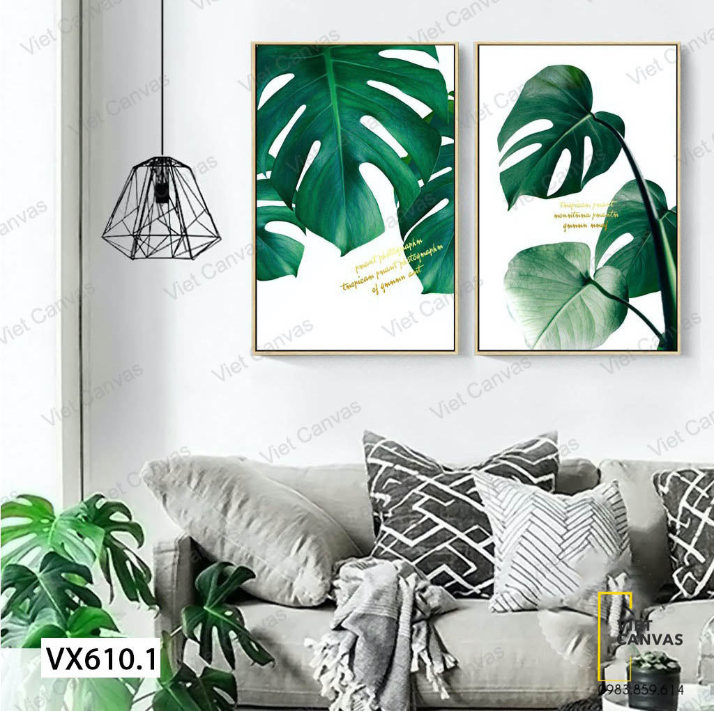 Bộ 2 Tranh Lá Cây Xanh Đẹp Mắt - VX610.1