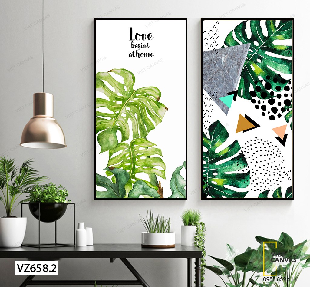 Bộ 2 Tranh Lá Cây Xanh - VZ658.2