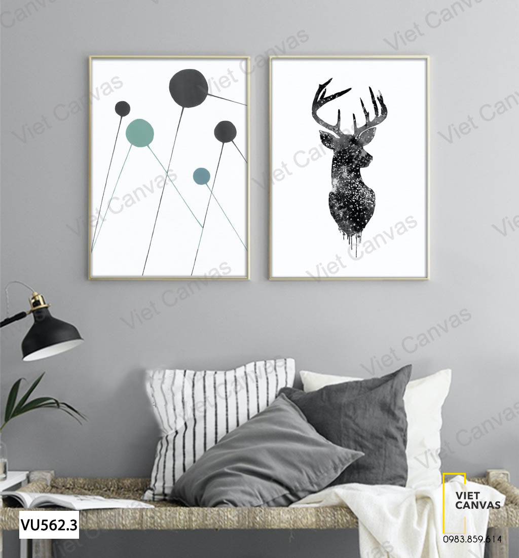 Bộ 2 Tranh Hươu Và Vòng Tròn - VU562.3
