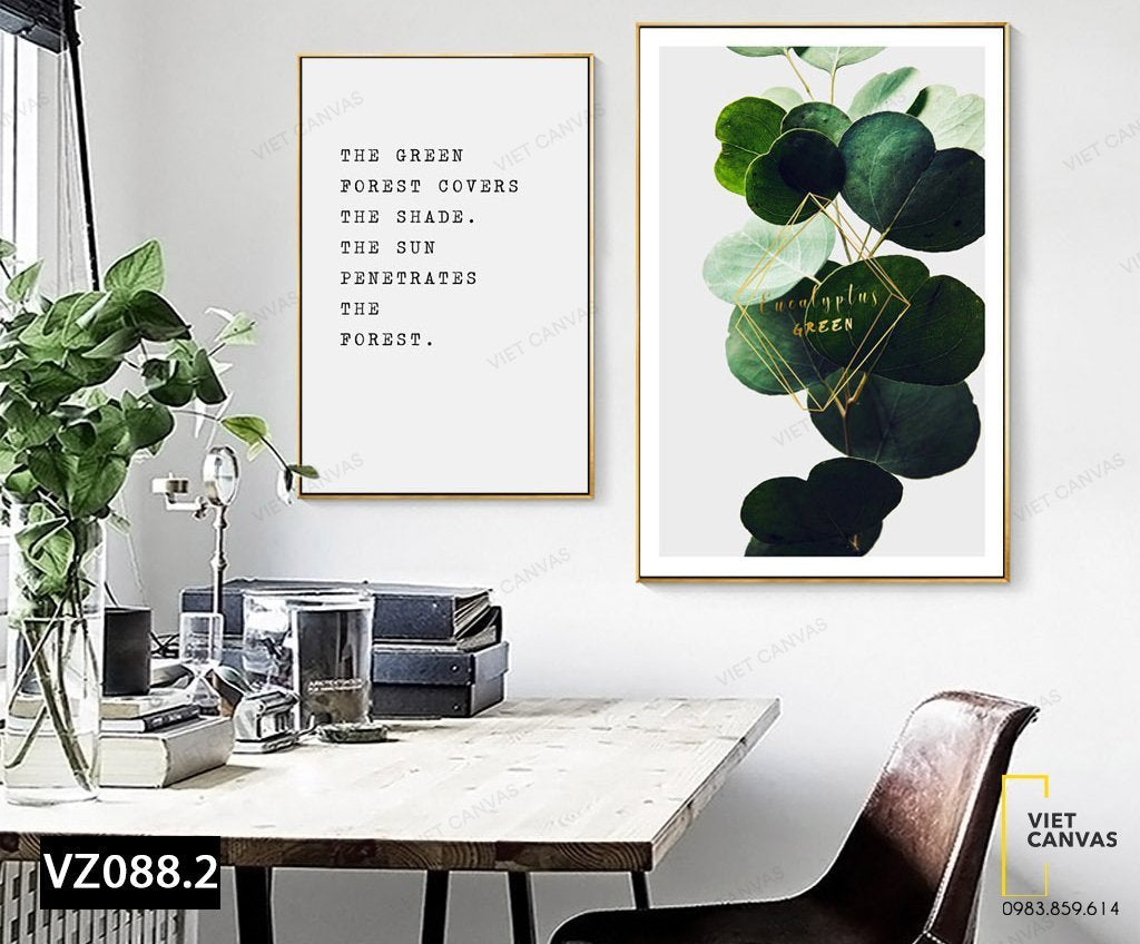 Bộ 2 Tranh Lá Cây Và Quotes - VZ088.2