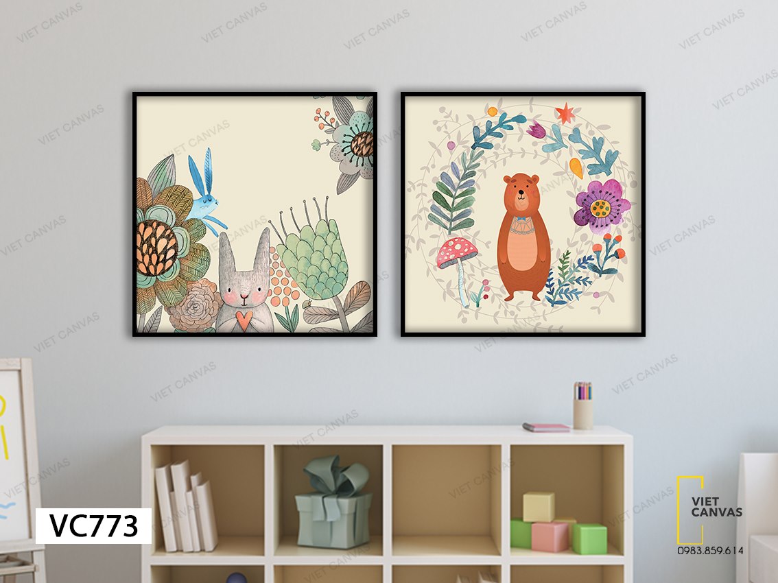 Bộ 2 Tranh Thỏ Và Gấu - VC773