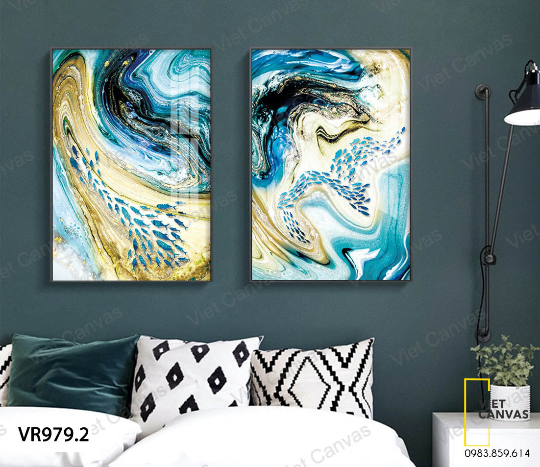 Bộ 2 Tranh Trừu Tượng Cá Bơi Lội - VR979.2