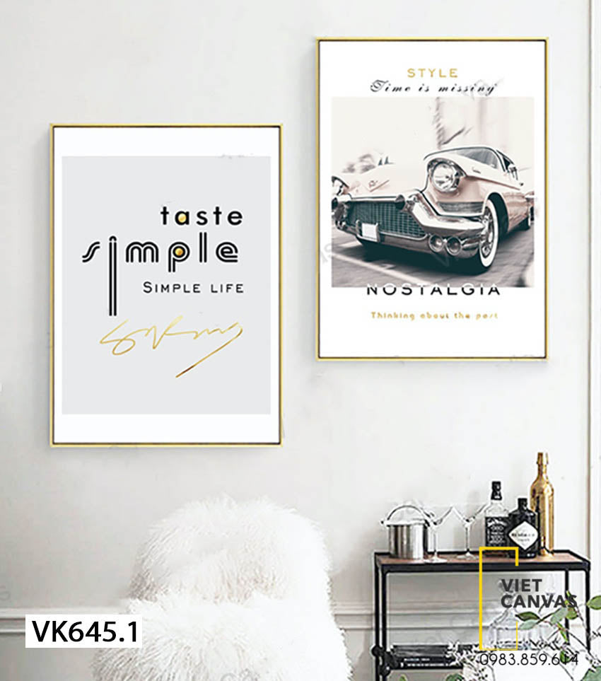 Bộ 2 Tranh Xe Và Tranh Cổ Động Quotes - VK645.1