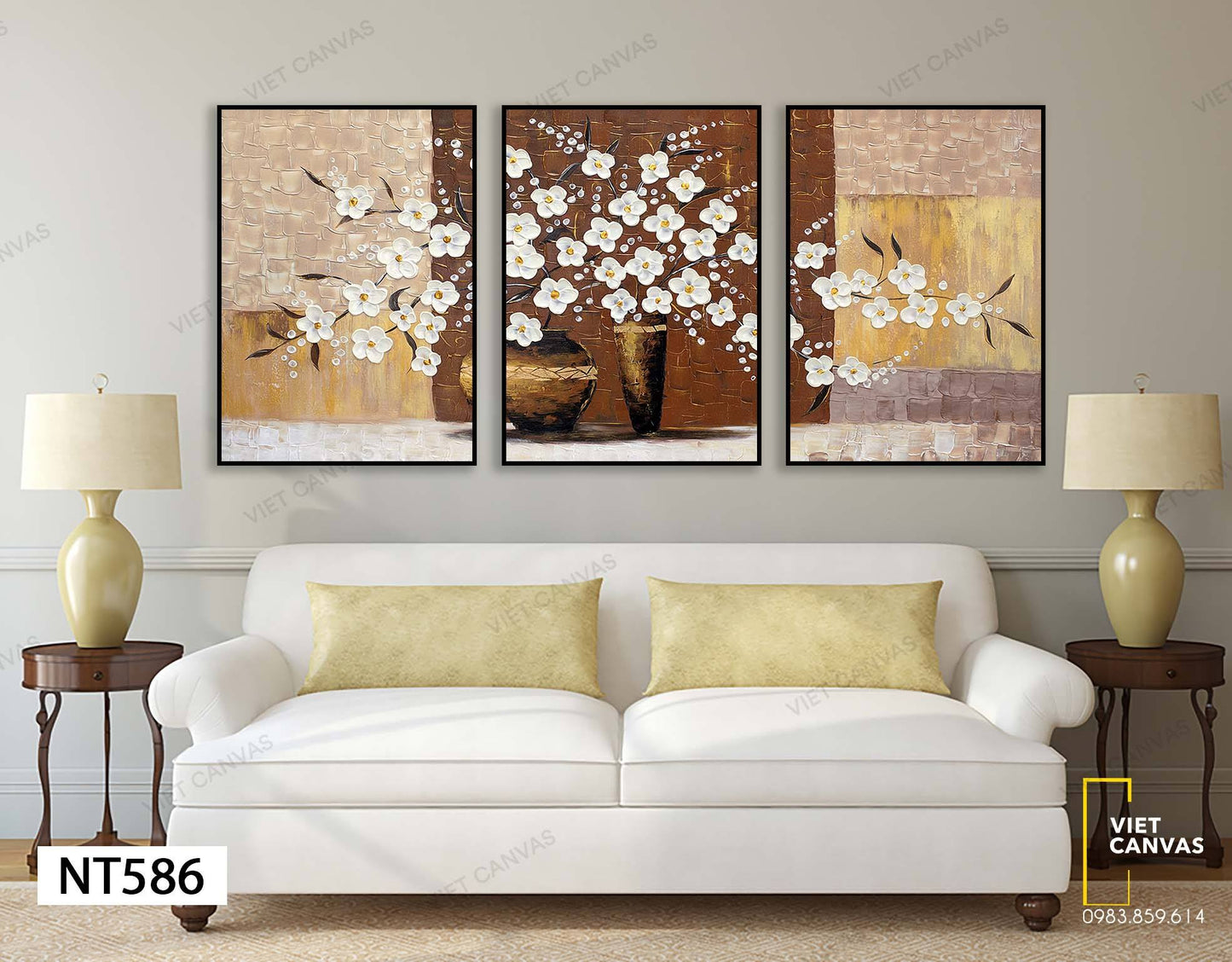 Bộ 3 Bình Hoa Trắng Tinh Khôi - NT586
