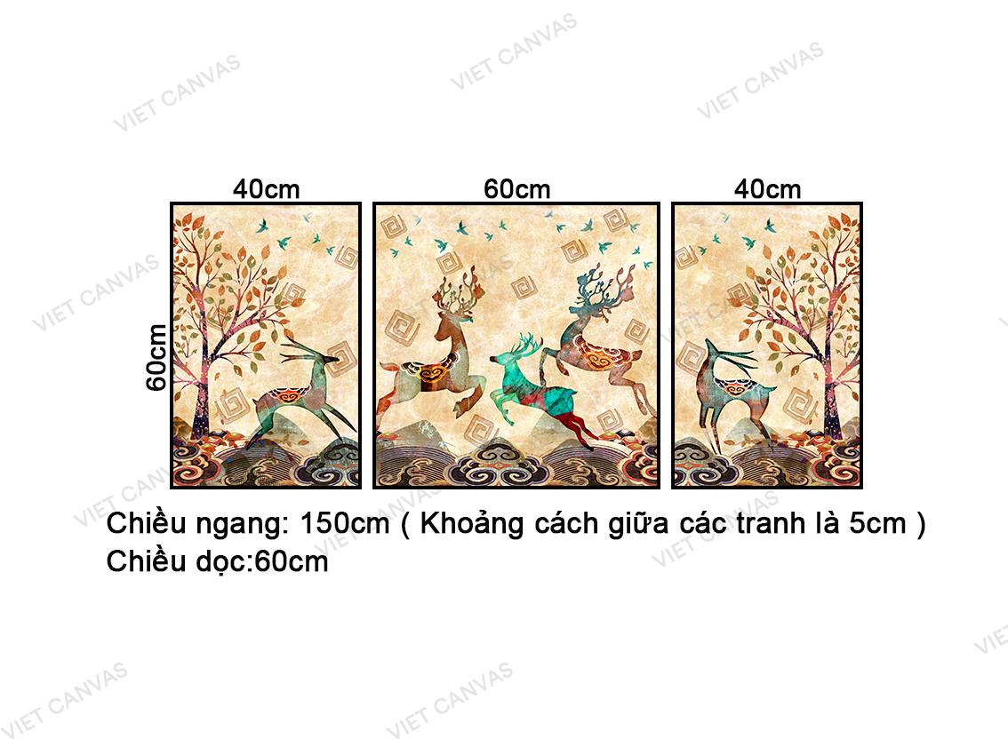 Bộ 3 Tranh Đàn Hươu Trong Khu Rừng - NT378