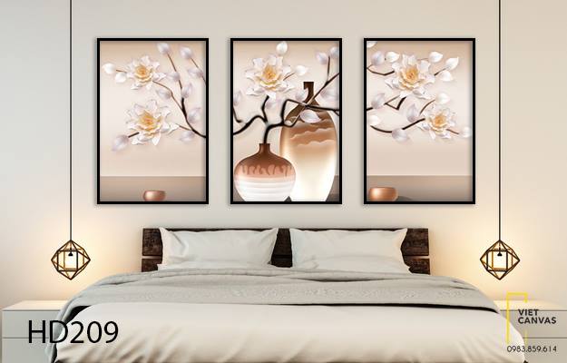 Bộ 3 Tranh Bình Hoa Tĩnh Vật - HD209