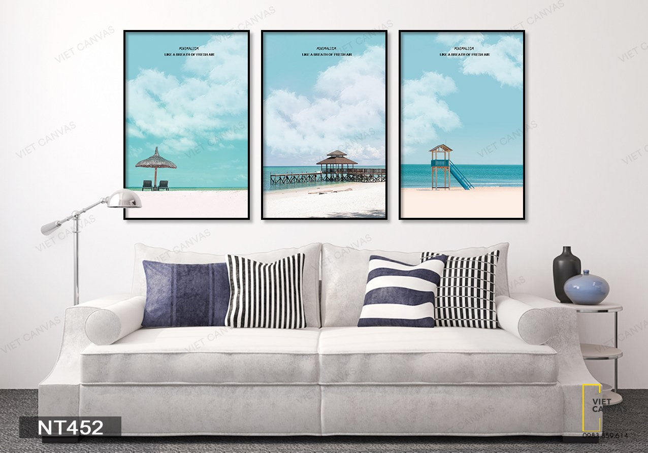 Bộ 3 Tranh The Blue Sky And Beach - NT452