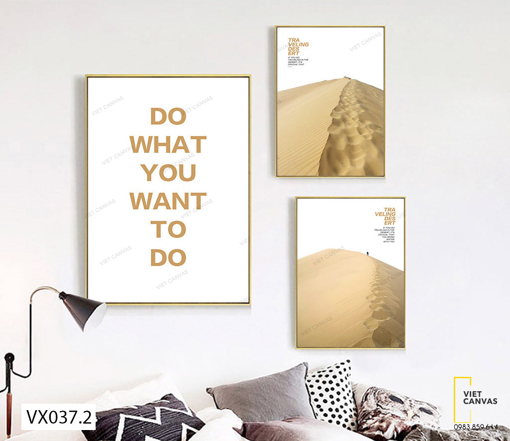 Bộ 3 Tranh Cát Vàng Và Quotes - VX037.2
