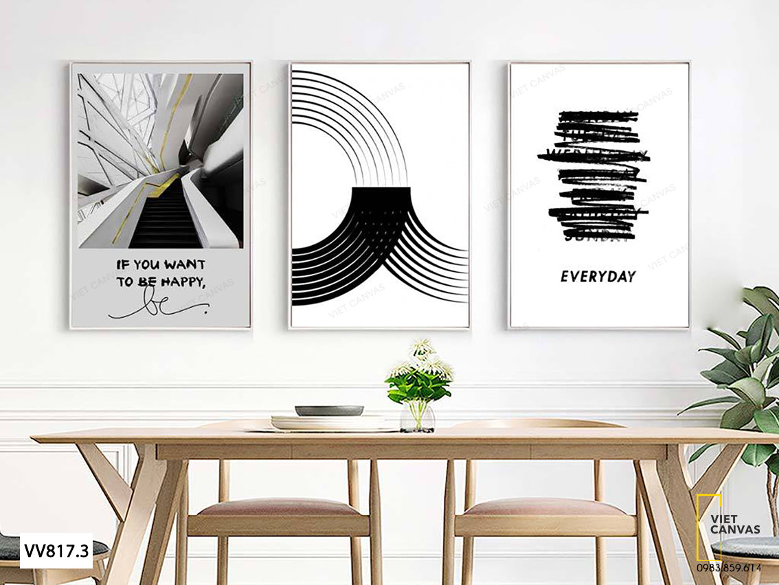 Bộ 3 Tranh Cầu Thang Và Quotes - VV817.3