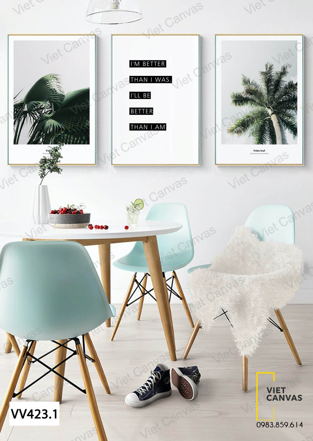 Bộ 3 Tranh Cây Dừa Và Quotes - VV423.1