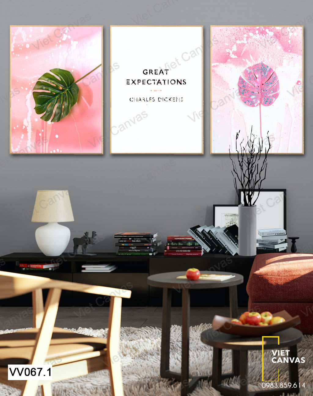 Bộ 3 Tranh Chiếc Lá Và Quotes - VV067.1