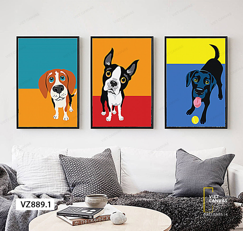 Bộ 3 Tranh Chú Chó Ngộ Nghĩnh - VZ889.1