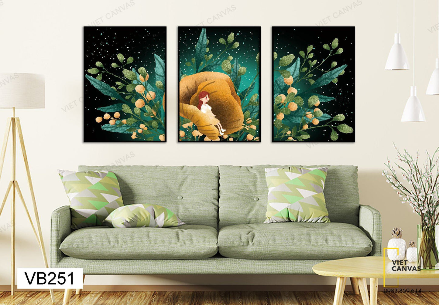 Bộ 3 Tranh Cô Bé Mơ Mộng Trong Khu Vườn Cổ Tích - VB251