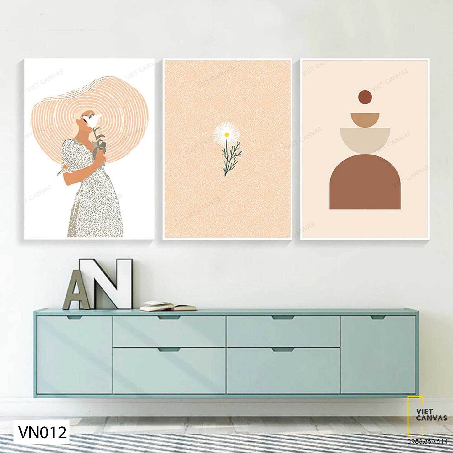 Bộ 3 Tranh Cô Gái Và Hoa - VN012