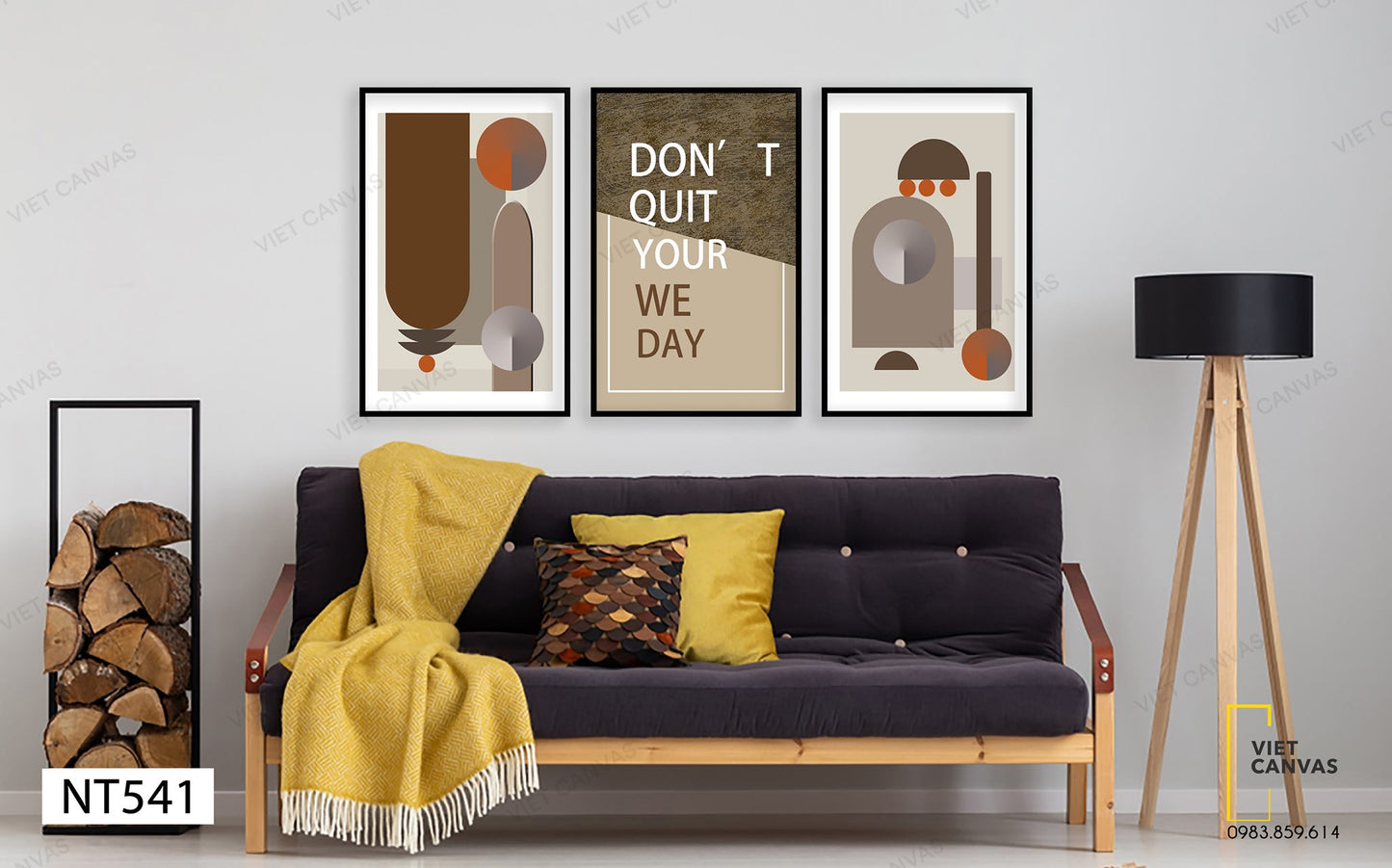 Bộ 3 Tranh Hình Học Và Quotes Don't Your Quit We Day - NT541