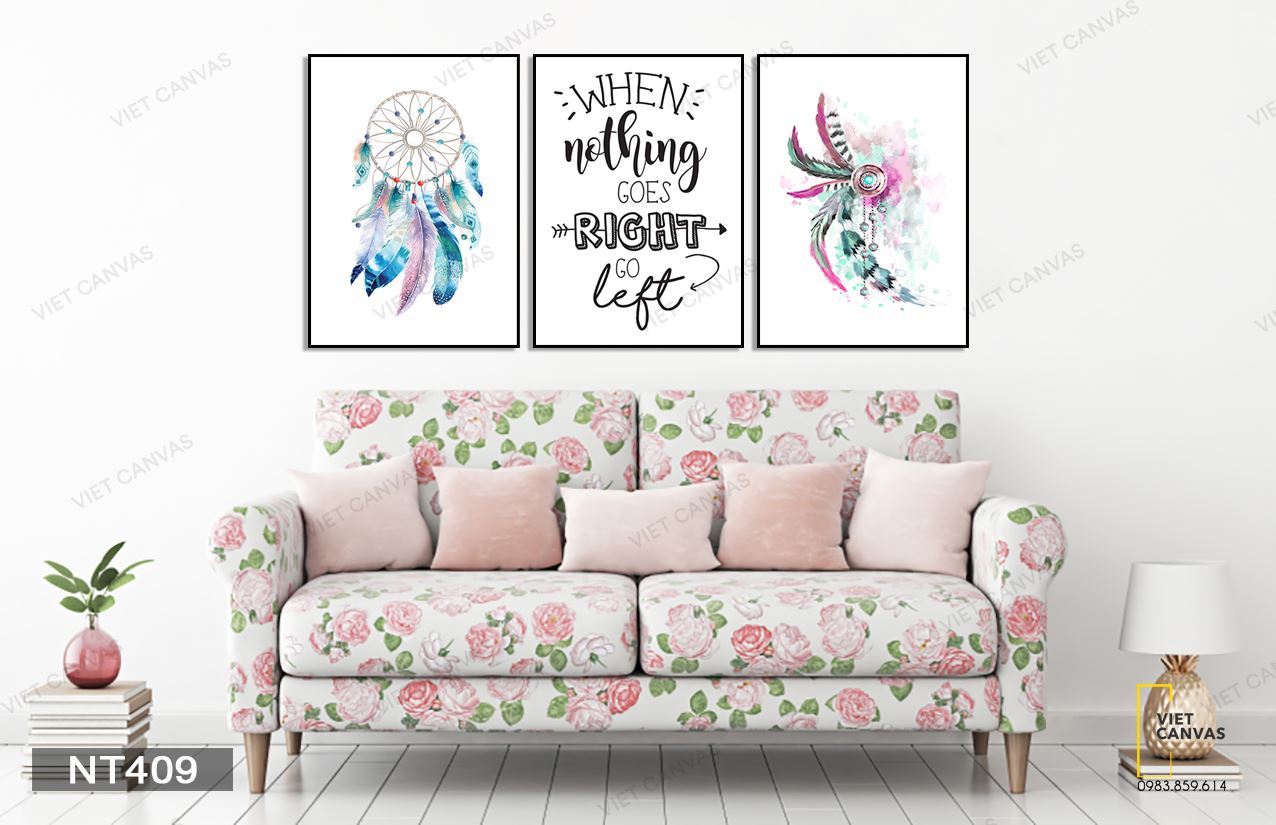 Bộ 3 Tranh Dream Catcher Và Quotes - NT409