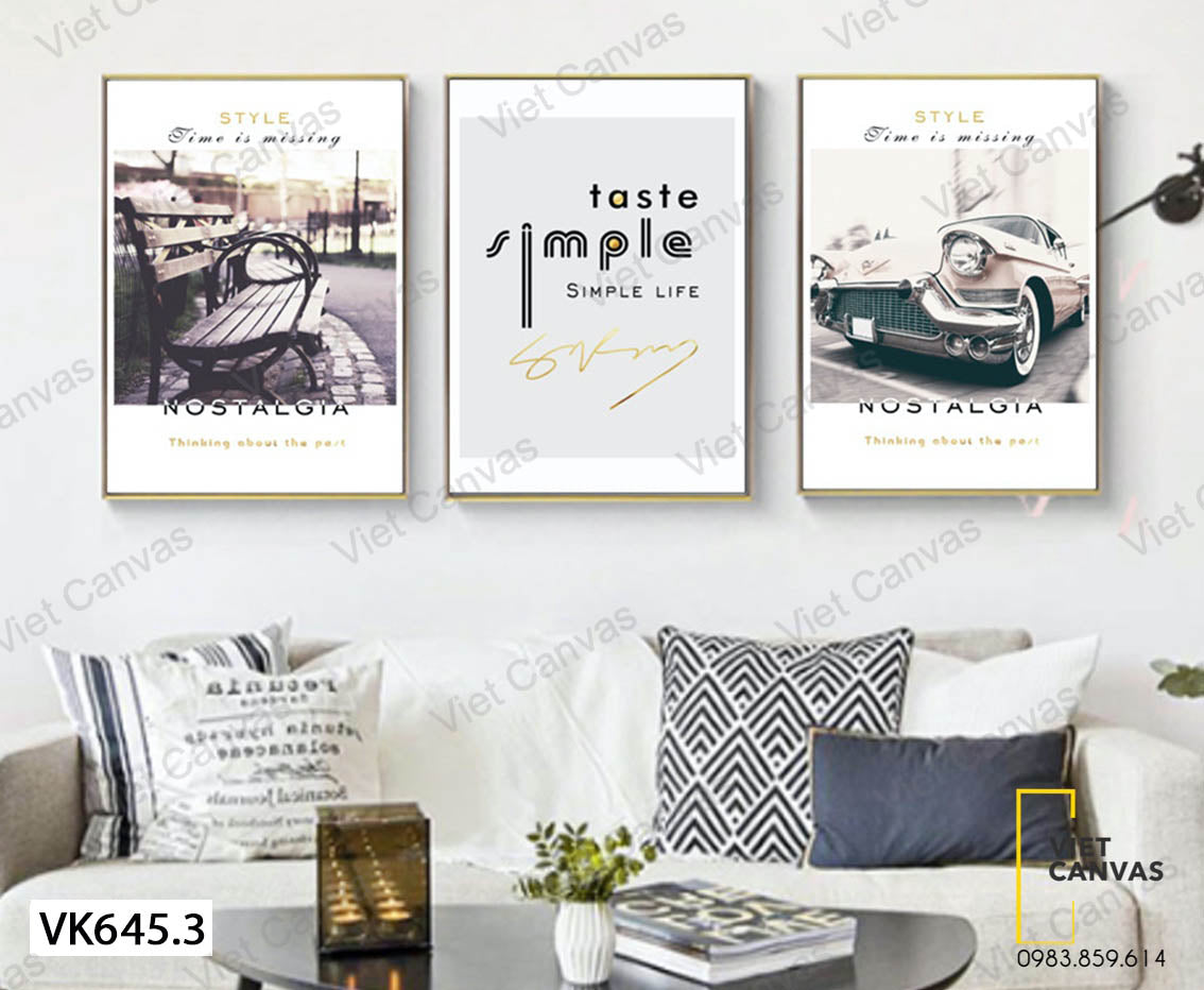Bộ 3 Tranh Ghế, Quotes Và Xe - VK645.3