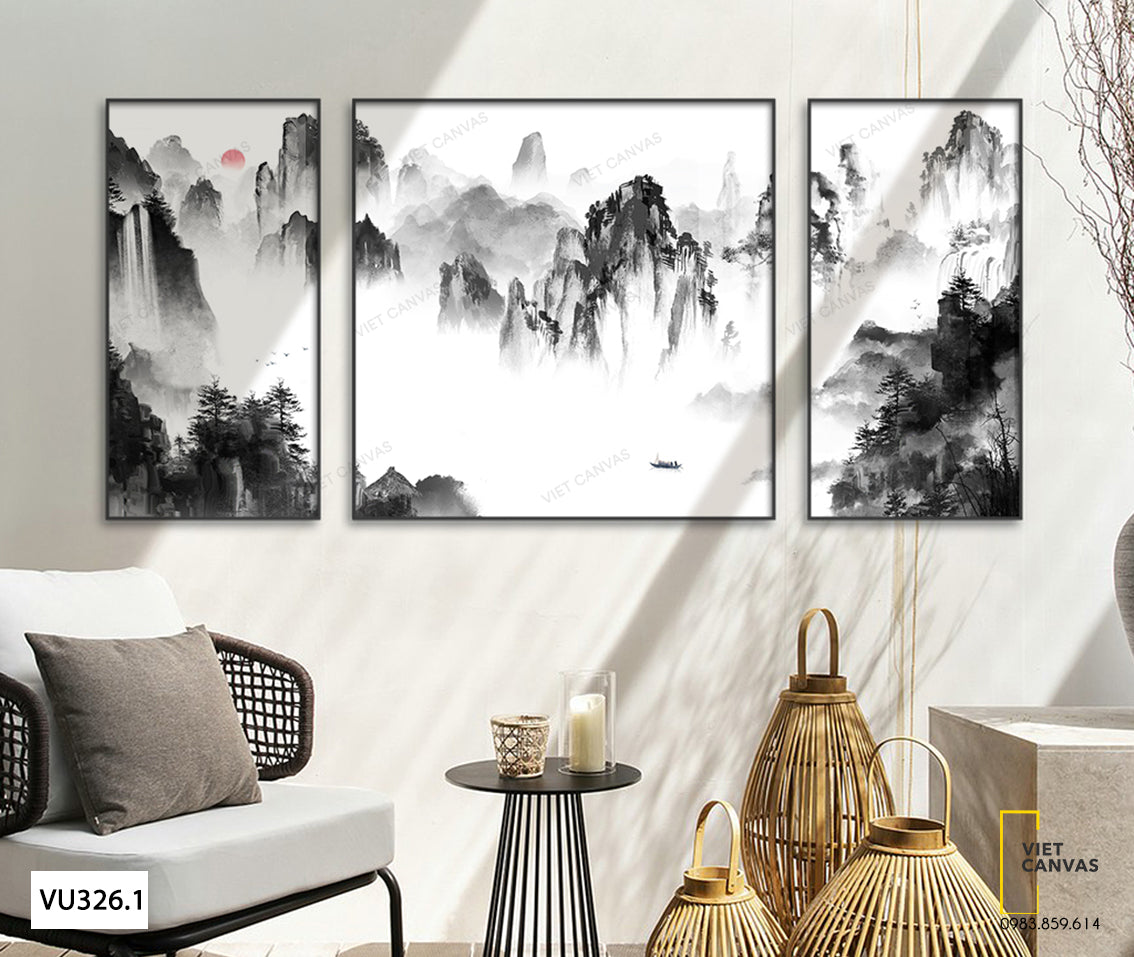 Bộ 3 Tranh Hoạ Núi Non - VU326.1