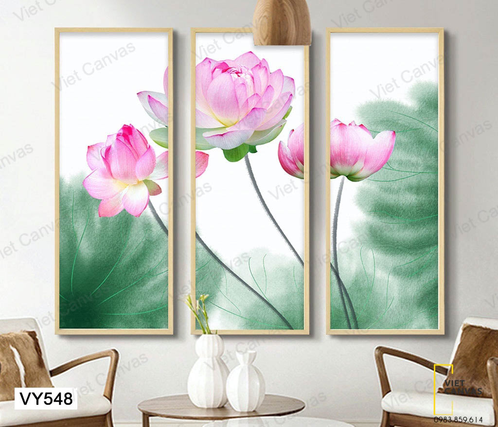 Bộ 3 Tranh Hoa Sen Hồng - VY548