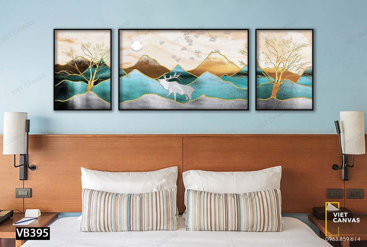 Bộ 3 Tranh Hoàng Hôn Về Trên Núi - VB395