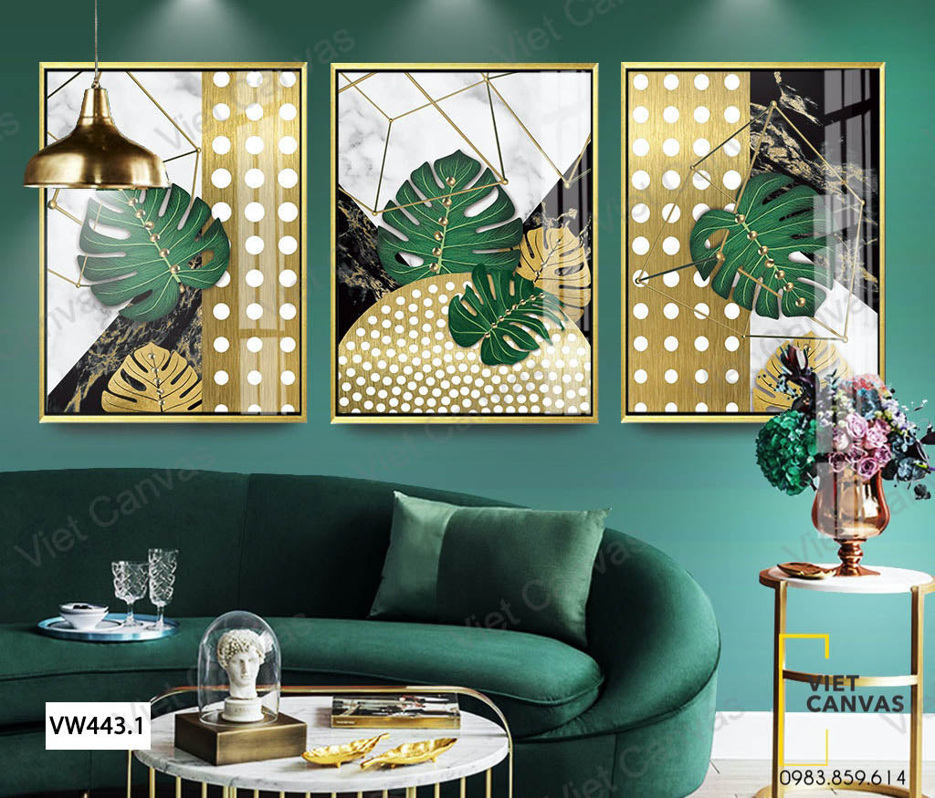Bộ 3 Tranh Lá Cây Monstera - VW443.1