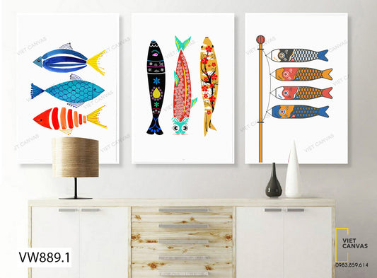 Bộ 3 Tranh Lồng Đèn Cá Chép - VW889.1