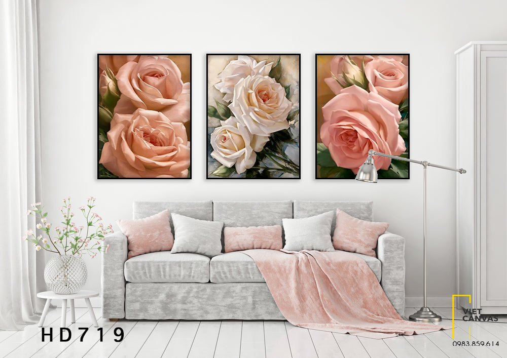Bộ 3 Tranh Hoa Hồng Sang Trọng - HD719