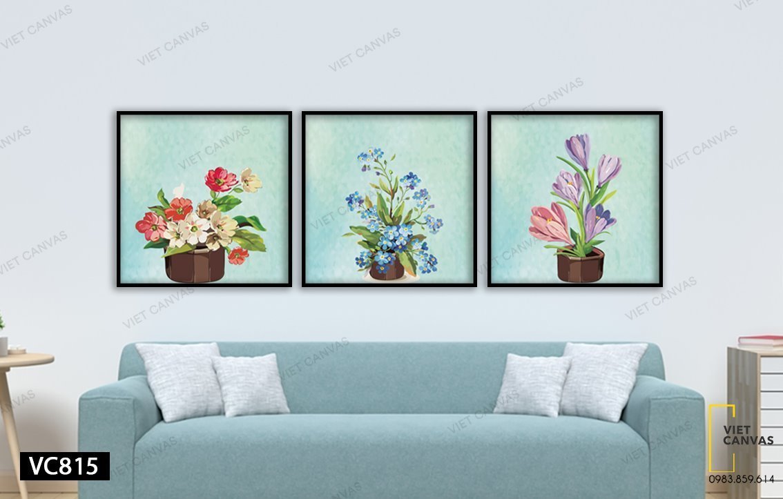 Bộ 3 Tranh Muôn Sắc Hoa Tươi - VC815