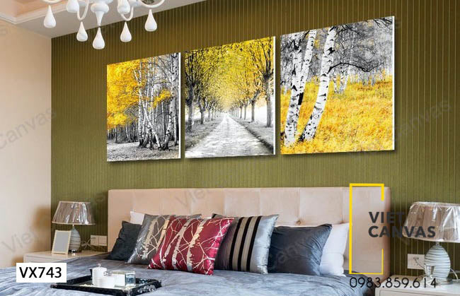 Bộ 3 Tranh Rừng Mùa Thu Hiện Đại - VX743