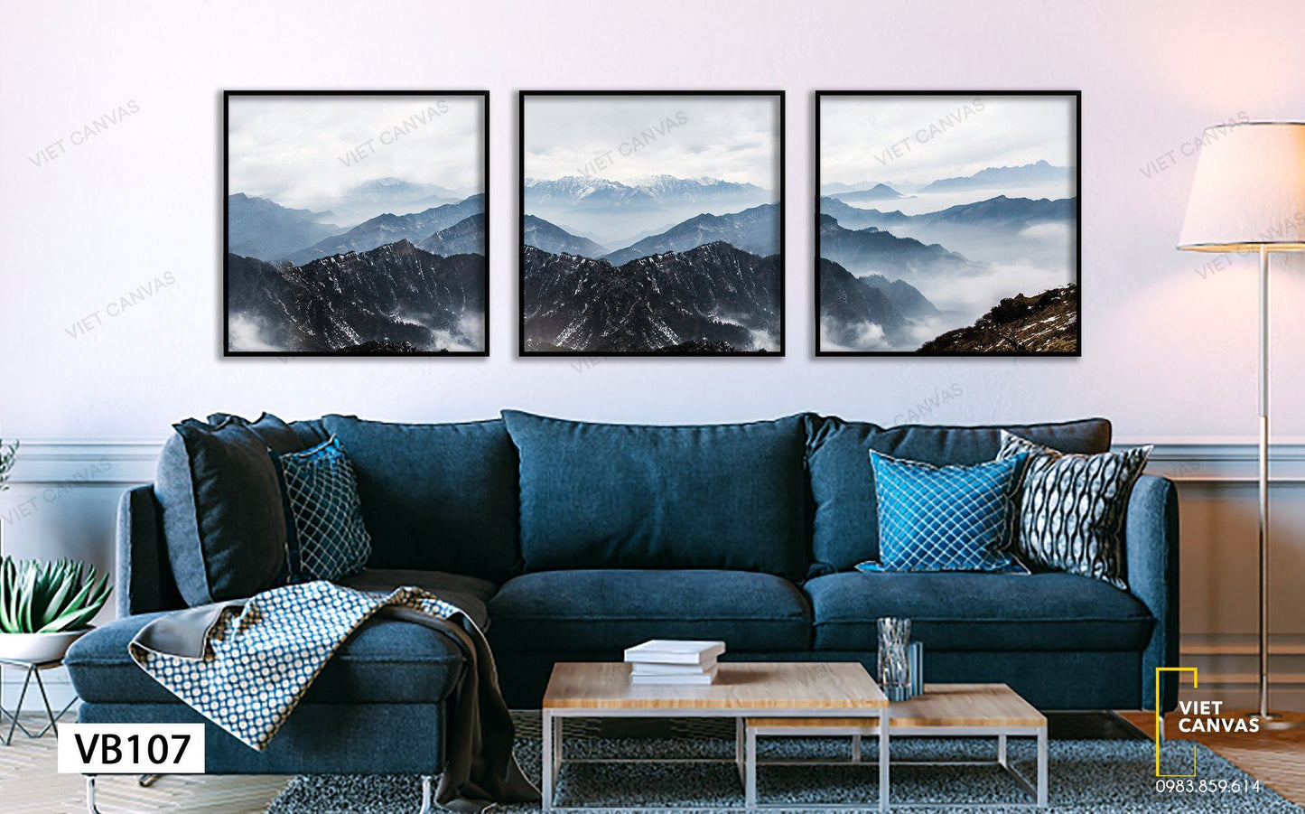 Bộ 3 Tranh Sương Mù Phủ Quanh Núi - VB107