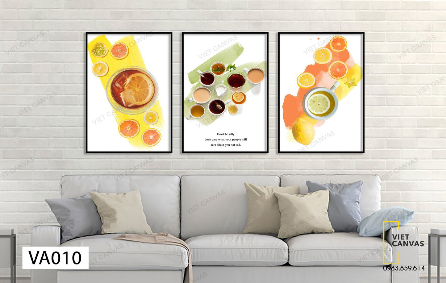 Bộ 3 Tranh Tách Trà Và Cam Chanh Thái Lát - VA010
