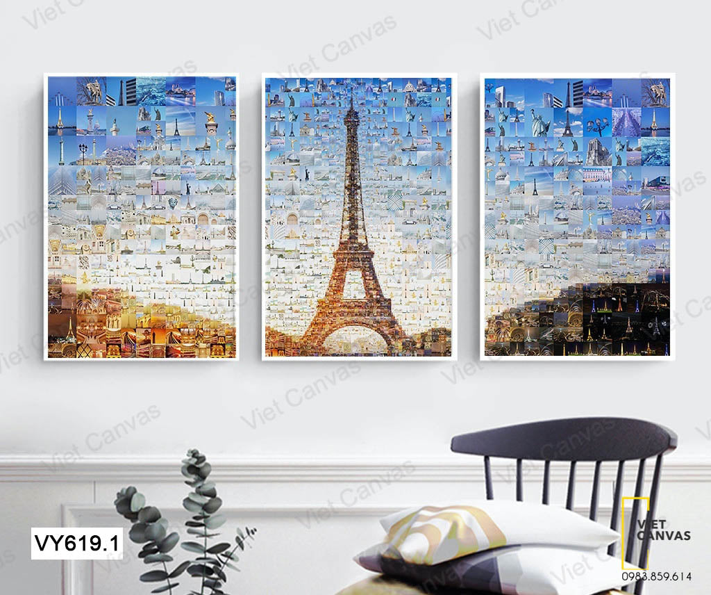 Bộ 3 Tranh Tháp Paris - VY619.1