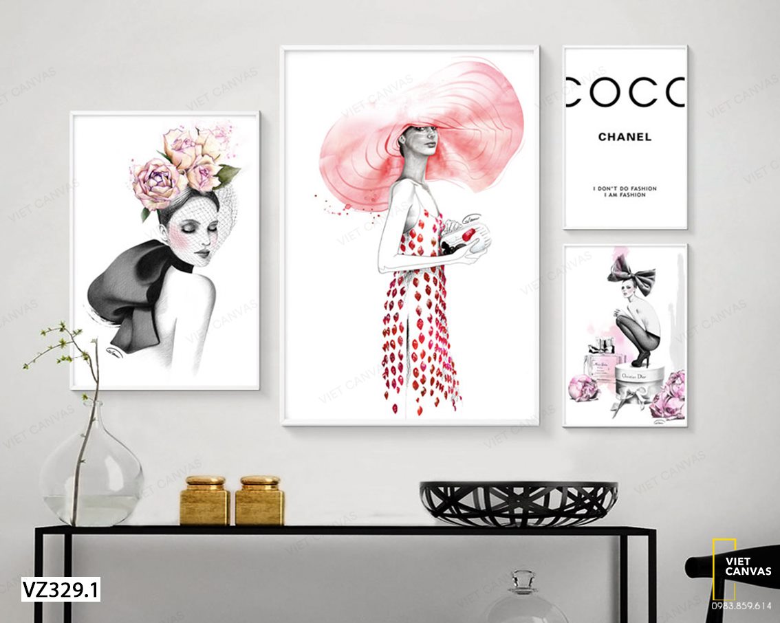 Bộ 4 Tranh Cô Gái Cá Tính Và Quotes - VZ329.1