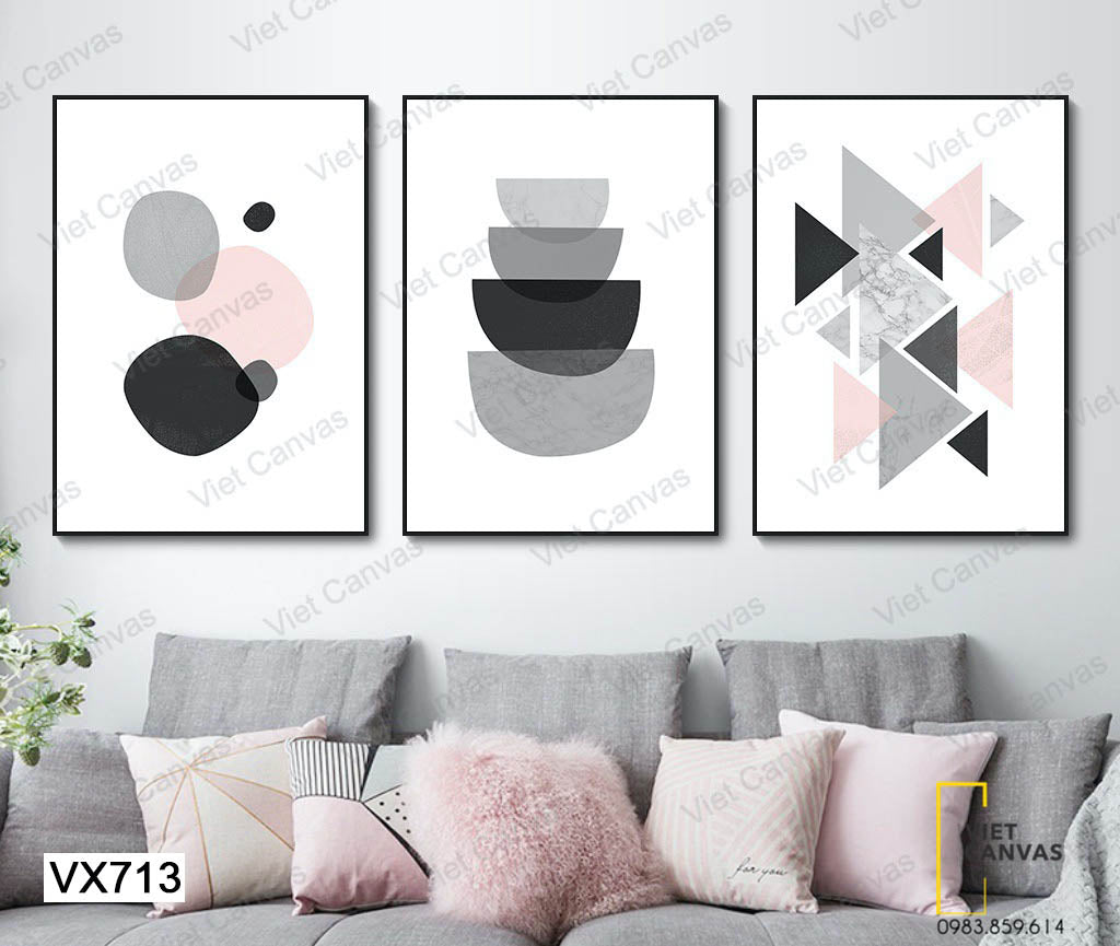 Bộ 3 Tranh Hình Học Xếp Chồng - VX713