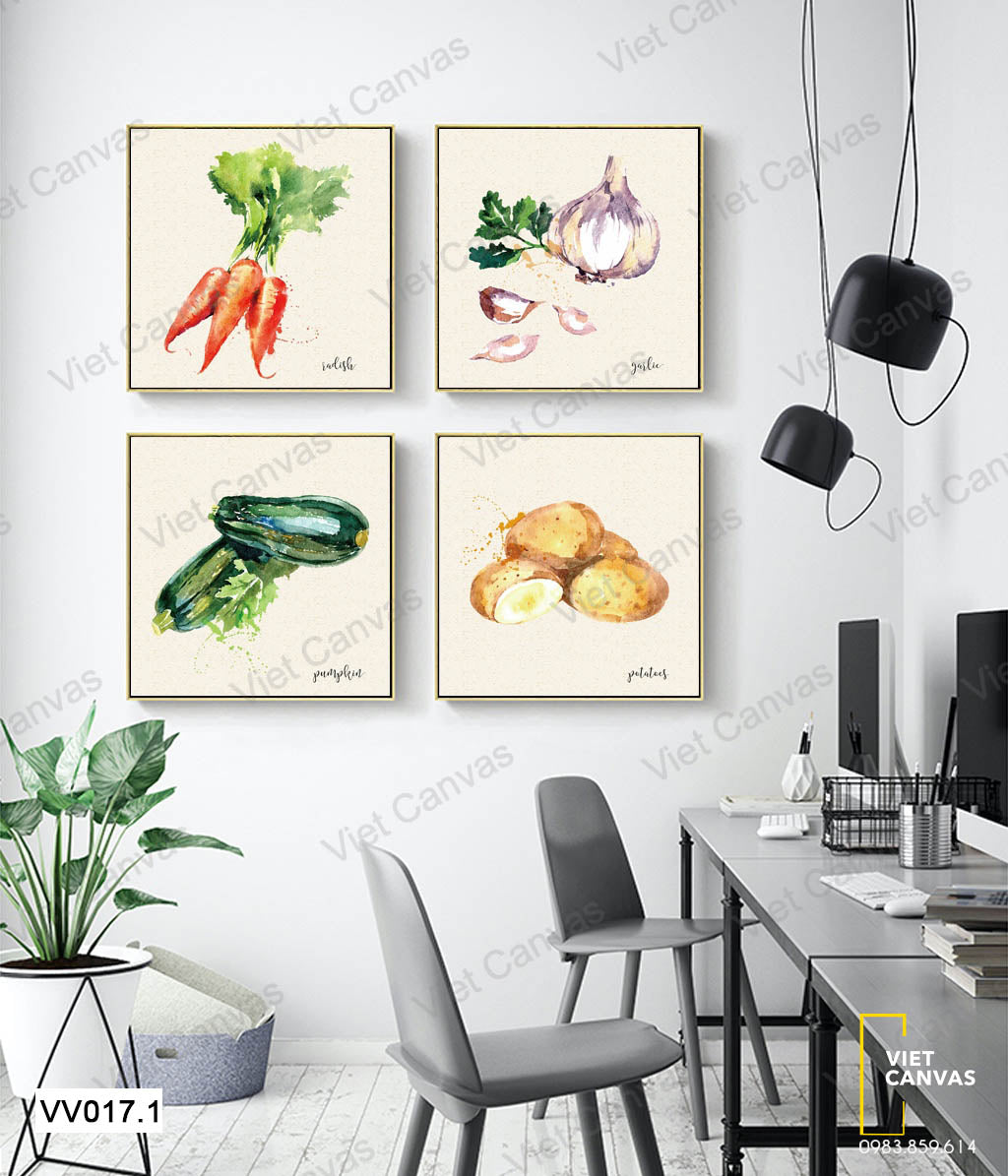 Bộ 4 Tranh Rau Củ Quả - VV017.1